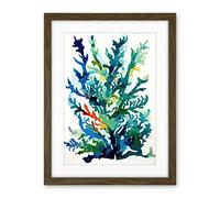 Artery8 Seaweed Plant Abstract Folk Art Artwork Framed Wall Art Print 18X24 Inch