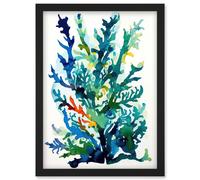 Artery8 Seaweed Plant Abstract Folk Art Artwork Framed Wall Art Print A4