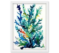 Artery8 Seaweed Plant Abstract Folk Art Artwork Framed Wall Art Print A4