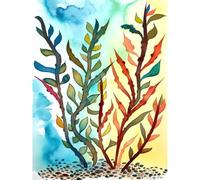 Artery8 Seaweed Sea Floor Folk Art Extra Large XL Wall Art Poster Print