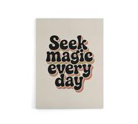 Artery8 Seek Magic Every Day Funky Retro Typography Canvas Wall Art Print in Beige | Size: W12" x H16" Artery8 Beige W12" x H16"