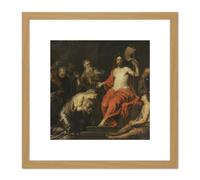 Artery8 Seghers Christ & Penitent Sinners Painting 8X8 Inch Square Wooden Framed Wall Art Print Picture with Mount in Light Oak Artery8 Light Oak