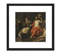 Artery8 Seghers Christ & Penitent Sinners Painting 8X8 Inch Square Wooden Framed Wall Art Print Picture with Mount in Black Artery8 Black