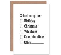 Artery8 Select Option Birthday Christmas Valentines Congratulations Other Funny Sealed Greeting Card Plus Envelope Blank inside