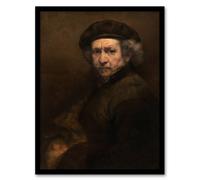 Artery8 Self Portrait Artists Ageing Rembrandt Framed Wall Art Print in Brown | Size: A4 Artery8 Brown A4