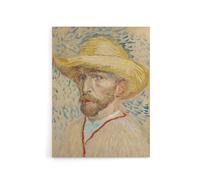Artery8 Self Portrait with Straw Hat Van Gogh Vintage Canvas Wall Art in Beige | Size: W12" x H16" Artery8 Beige W12" x H16"