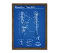 Artery8 Selmer Saxophone Music 1937 Patent Plan Artwork Framed Wall Art Print 18X24 Inch