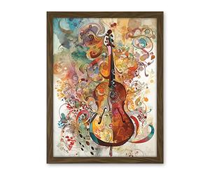 Artery8 Sensory Sonata Violin Music Note Synesthesia Shapes and Colours Modern Watercolour Illustration Artwork Framed Wall Art Print 18X24 Inch