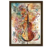 Sensory Sonata Violin Music Note Synesthesia Shapes and Colours Modern Watercolour Illustration Artwork Framed Wall Art Print A4 Artery8 Brown One Size