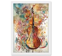 Sensory Sonata Violin Music Note Synesthesia Shapes and Colours Modern Watercolour Illustration Artwork Framed Wall Art Print A4 Artery8 White One Size