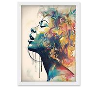 Artery8 Sensual Woman Female Profile Portrait Soft Pastel Colour Modern Watercolour Painting Artwork Framed Wall Art Print A4