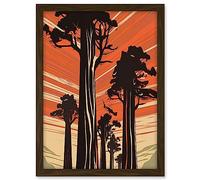 Artery8 Sequoia National Forest Large Tree Linocut Poster Artwork Framed A3 Wall Art Print