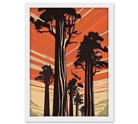 Artery8 Sequoia National Forest Large Tree Linocut Poster Artwork Framed A3 Wall Art Print