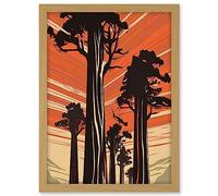 Artery8 Sequoia National Forest Large Tree Linocut Poster Artwork Framed A3 Wall Art Print