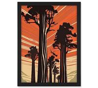 Artery8 Sequoia National Forest Large Tree Linocut Poster Artwork Framed A3 Wall Art Print