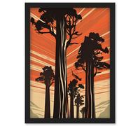 Artery8 Sequoia National Forest Large Tree Linocut Poster Artwork Framed Wall Art Print A4