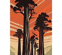Artery8 Sequoia National Forest Large Tree Linocut Poster Extra Large XL Wall Art Poster Print