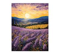 Artery8 Serene Lavender Fields at Sunrise Scenic Landscape Large Wall Art Poster Print Thick Paper 18X24 Inch