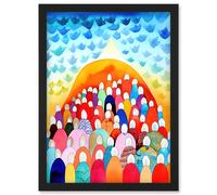 Artery8 Sermon On The Mount Christian Folk Art Artwork Framed Wall Art Print A4