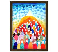 Artery8 Sermon On The Mount Christian Folk Art Artwork Framed Wall Art Print A4 in Brown Artery8 Brown