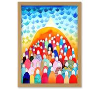 Artery8 Sermon On The Mount Christian Folk Art Artwork Framed Wall Art Print A4
