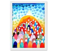 Artery8 Sermon On The Mount Christian Folk Art Artwork Framed Wall Art Print A4