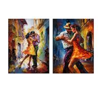 Set of 2 Prints Salsa Street Dance Latina Vibrant Oil Paint 2 Pack 12X16" Poster Living Room Wall Art Prints