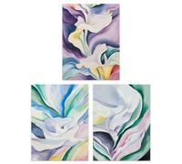 Artery8 Set of 3 Abstract Flowers Pastel Colour Floral Living Room 12X16 Inch Wall Art Prints Pack