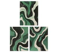 Artery8 Set of 3 Abstract Green Black Amazon River Aerial A4 Size Art Prints | Size: W12" x H16" Artery8 Green W12" x H16"