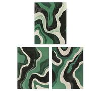 Artery8 Set of 3 Abstract Green Black Amazon River Aerial Living Room 12X16 Inch Wall Art Prints Pack