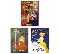 Artery8 Set of 3 Cappiello French Vintage Adverts Bold Retro Wall Art Prints A3 Size Living Room Decor