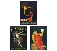 Artery8 Set of 3 Cappiello Vintage French Alcohol Adverts Wall Art Prints A3 Size Living Room Decor
