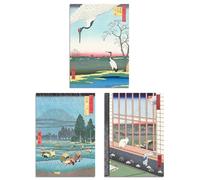 Artery8 Set of 3 Hiroshige Ricefields Green Blue Japanese Wall Art Prints A4 Size Living Room Decor