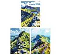 Artery8 Set of 3 Lake District Helvellyn Mountain Range Living Room A4 Size Wall Art Prints Pack