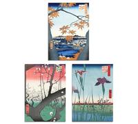 Artery8 Set of 3 Utagawa Hiroshige Nature Japanese Landscapes Wall Art Prints A4 Size Living Room Decor