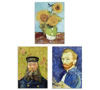 Artery8 Set of 3 Vincent Van Gogh Classic Paintings Blue Gold Wall Art Prints A4 Size Living Room Decor