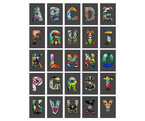 Artery8 Set Pack of 50 Street Art Graffiti Aesthetic A-Z Letters Fun Crafting Spelling Collage Kit Postcards Bedroom A6 14.8 x 10.5 cm (5.8 x 4.1)