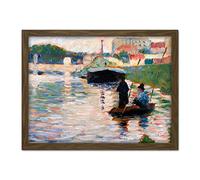 Artery8 Seurat View Of The Seine Painting Artwork Framed Wall Art Print 18X24 Inch