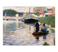 Artery8 Seurat View Of The Seine Painting Large Wall Art Poster Print Thick Paper 18X24 Inch