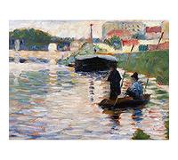 Artery8 Seurat View Of The Seine Painting Unframed Wall Art Print Poster Home Decor Premium