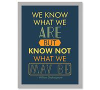 Artery8 Shakespeare Hamlet Act Four Typography Phrase Prose A4 Artwork Framed Wall Art Print in Light Grey Artery8 Light Grey