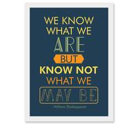 Artery8 Shakespeare Hamlet Act Four Typography Phrase Prose A4 Artwork Framed Wall Art Print in White Artery8 White