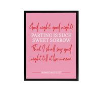 Artery8 Shakespeare Quote Parting Sweet Sorrow Framed Canvas Wall Art Print in Pink | Size: W18" x H24" Artery8 Pink W18" x H24"