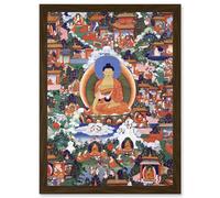 Artery8 Shakyamuni Buddha Avadana Legend Painting Royal Buddhism Artwork Framed Wall Art Print A4