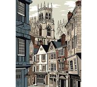 Artery8 Shambles Street Cityscape with York Minster Towers Large XL Wall Art Canvas Print