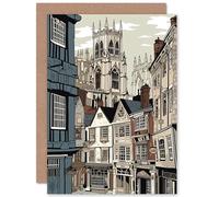 Artery8 Shambles Street Cityscape with York Minster Towers Travel Birthday Sealed Greeting Card Plus Envelope Blank inside