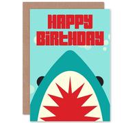 Artery8 Shark Attack Greetings Card in Blue Artery8 Blue