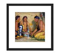 Artery8 Sharp Making Medicine Blackfoot Native American 8X8 Inch Square Wooden Framed Wall Art Print Picture with Mount in Black Artery8 Black