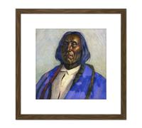 Artery8 Sharp Red Cloud Native American Sioux Painting 8X8 Inch Square Wooden Framed Wall Art Print Picture with Mount in Brown Artery8 Brown