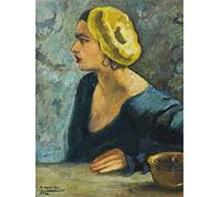 Artery8 Sher-Gil Self Portrait Yellow Hat Painting Premium Wall Art Canvas Print 18X24 Inch